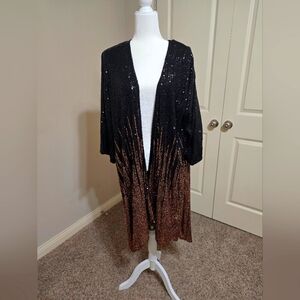 Torrid Hi-Lo Ombre Kimono - Sequin Black & Gold Size 2 (XXL)